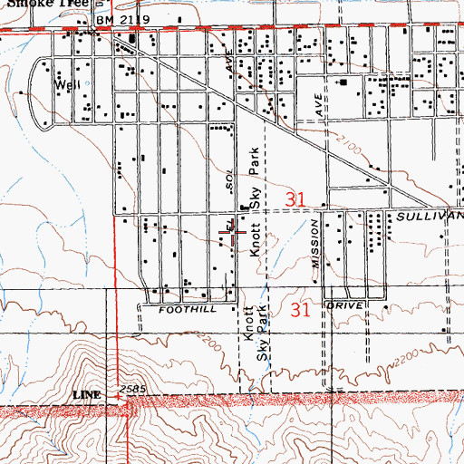 Topographic Map of Knott Sky Park Campground, CA