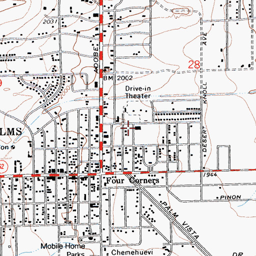 Topographic Map of Twentynine Palms Post Office, CA