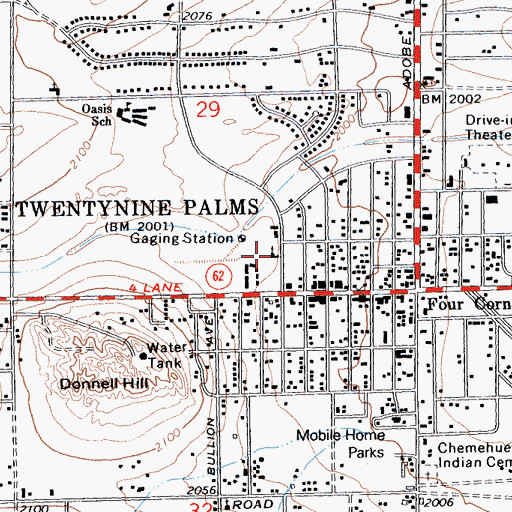Topographic Map of First Baptist Church of Twentynine Palms, CA