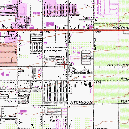 Topographic Map of Ambassador Baptist Church, CA