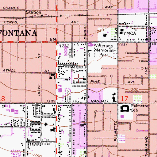 Topographic Map of Bethel Assembly of God Church, CA