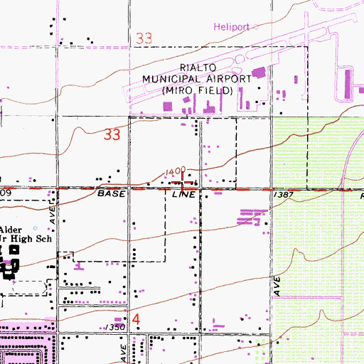 Topographic Map of Bethlehem Temple Community Church, CA