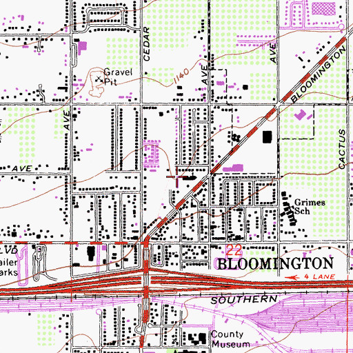 Topographic Map of Bloomington Christian School, CA