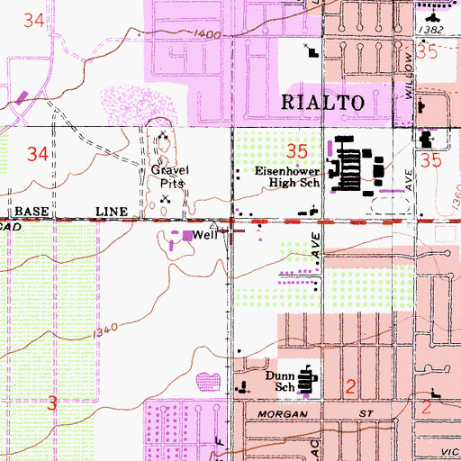 Topographic Map of Cactus Retail Shopping Center, CA