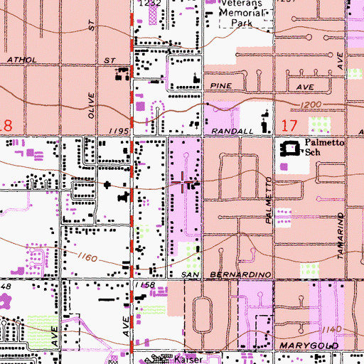 Topographic Map of Calvary Baptist Church, CA