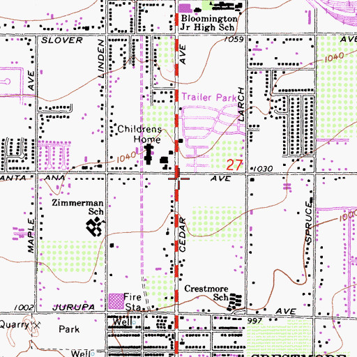 Topographic Map of Cedar Avenue Shopping Center, CA