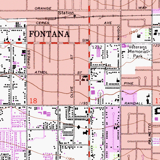 Topographic Map of Church of Christ, CA