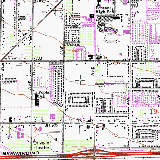 Topographic Map of Citrus High School, CA