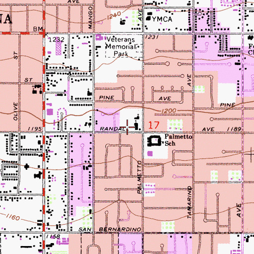 Topographic Map of First Baptist Church, CA