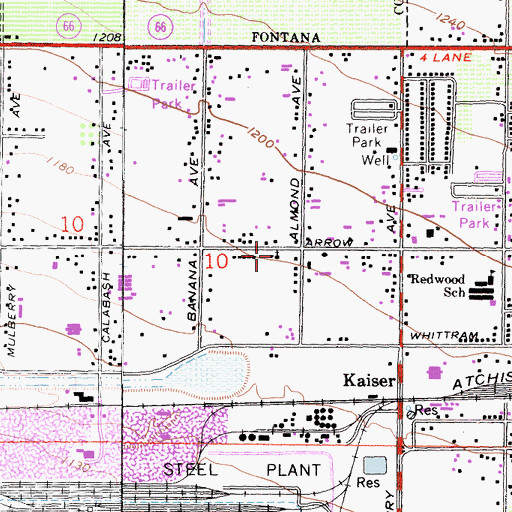 Topographic Map of First Church of the Nazarene, CA