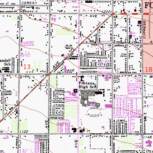 Topographic Map of First Evangelical Lutheran Church, CA