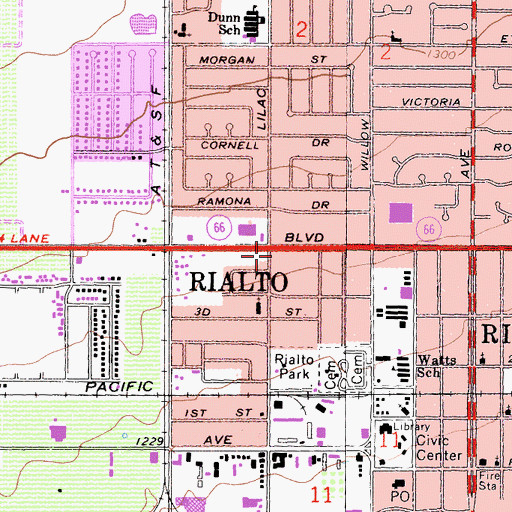 Topographic Map of First Methodist Church, CA