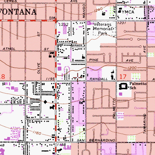 Topographic Map of First Presbyterian Church, CA