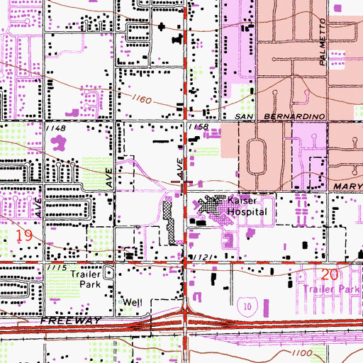Topographic Map of Fontana Plaza East Shopping Center, CA