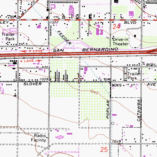 Topographic Map of Fountain of Truth Church, CA