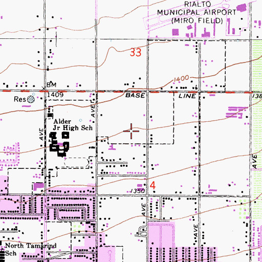 Topographic Map of Locust Elementary School, CA