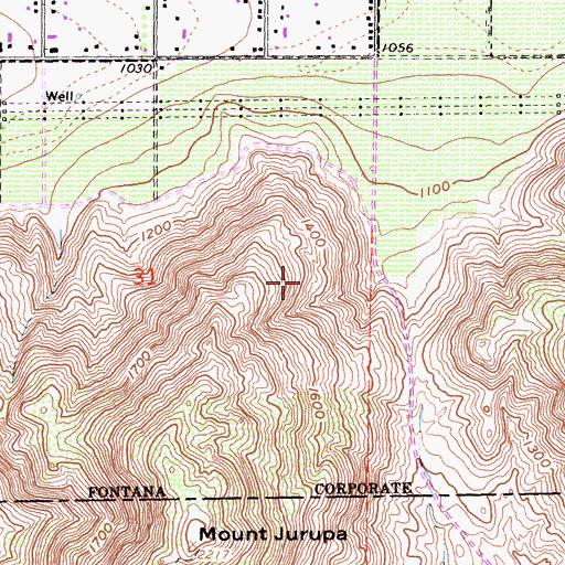 Topographic Map of Martin Tudor-Jurupa Hills Regional Park, CA