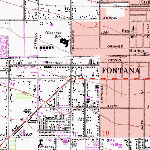 Topographic Map of Pentecostal Church of God, CA
