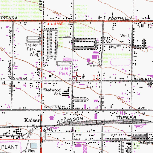 Topographic Map of Rainbows Country Church, CA