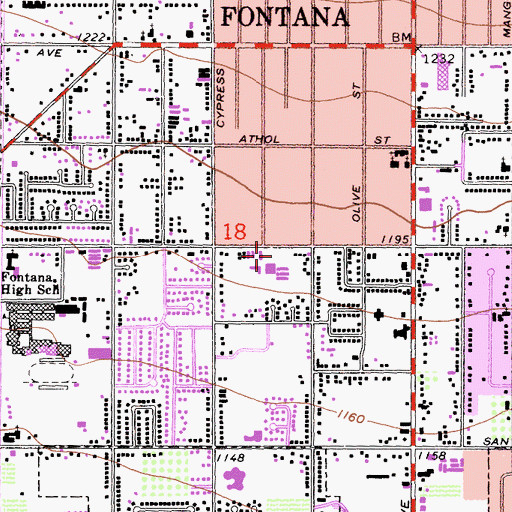Topographic Map of Randall Pepper Elementary School, CA