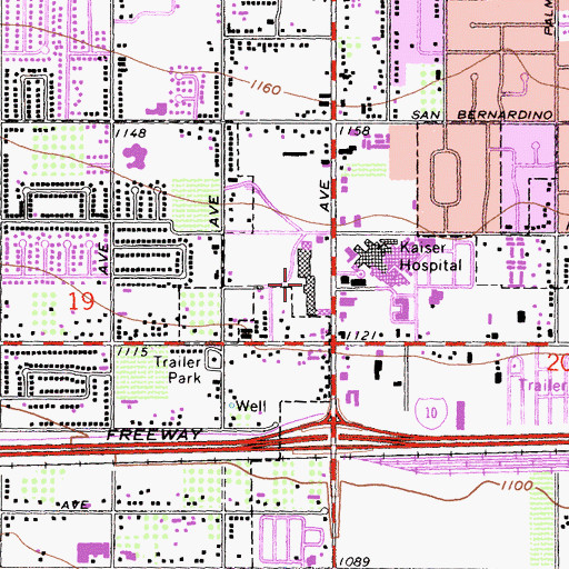 Topographic Map of Sierra Plaza South Shopping Center, CA