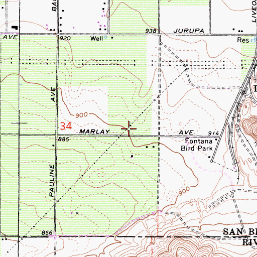 Topographic Map of Southridge Middle School, CA