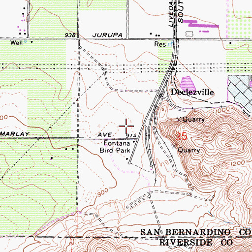 Topographic Map of Southridge Plaza Shopping Center, CA