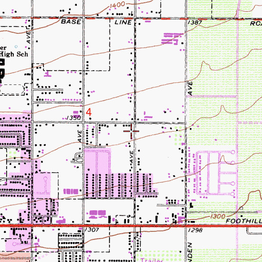 Topographic Map of Virginia Primrose Elementary School, CA