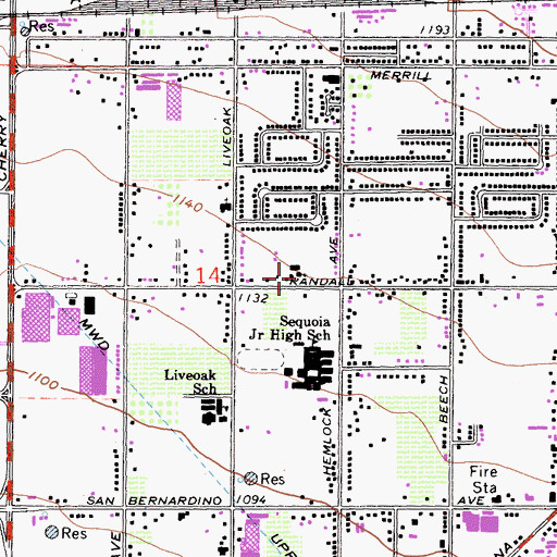 Topographic Map of West Side Baptist Church, CA