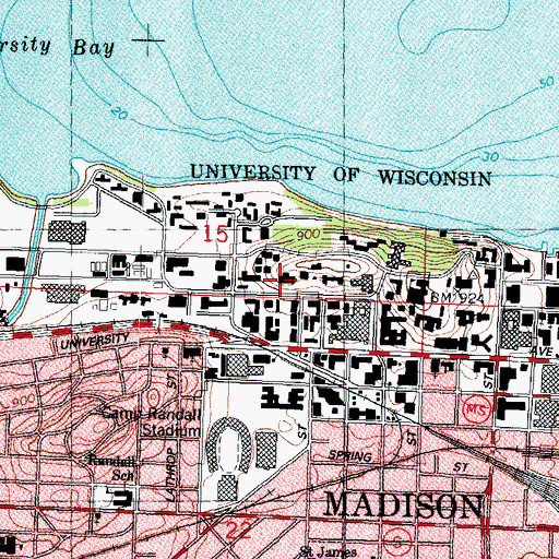 Topographic Map of Agricultural Hall, WI