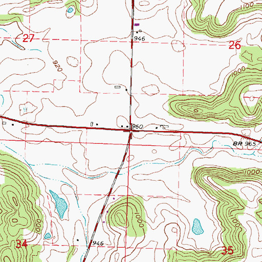 Topographic Map of Aldens Corners, WI