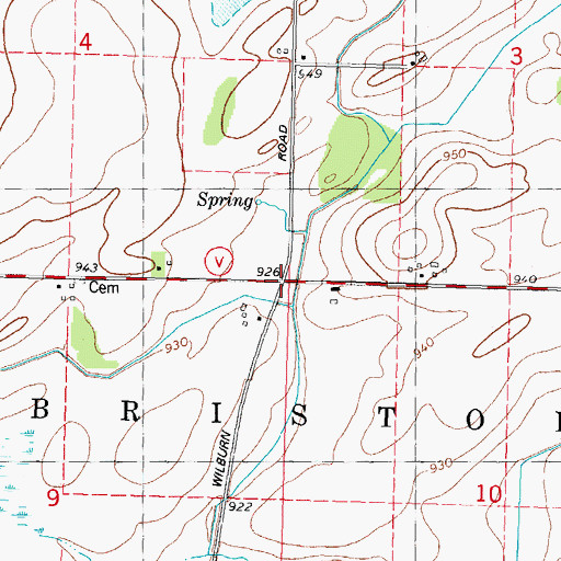 Topographic Map of Bakers Corners, WI