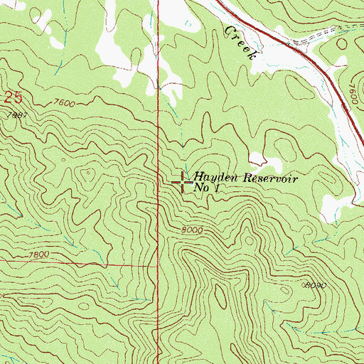 Topographic Map of Hayden Reservoir Number 1, CO