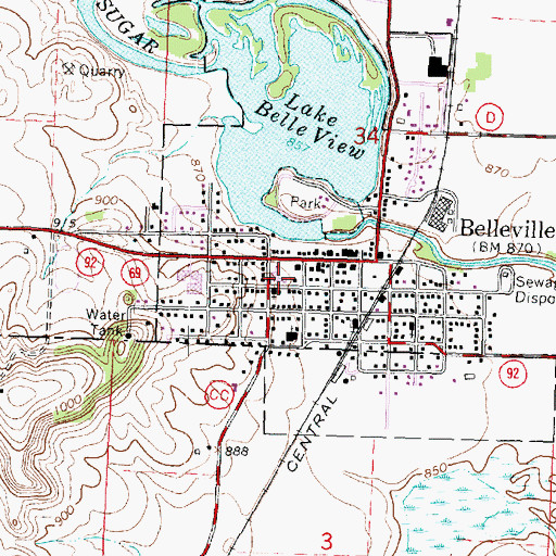 Topographic Map of Belleville Elementary School, WI