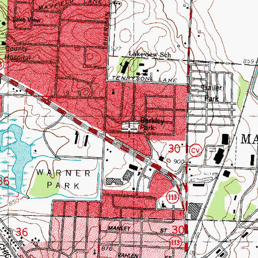 Topographic Map of Berkley Park, WI