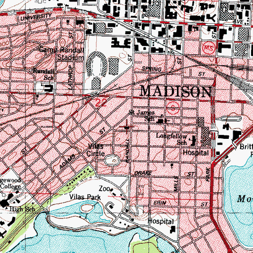 Topographic Map of Beth Israel Center, WI