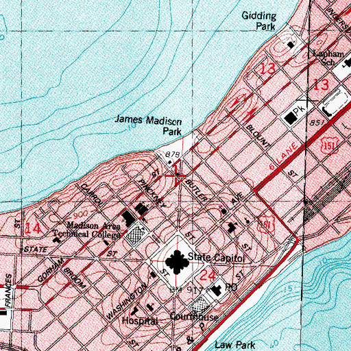 Topographic Map of Bethel Norwegian Lutheran Church (historical), WI