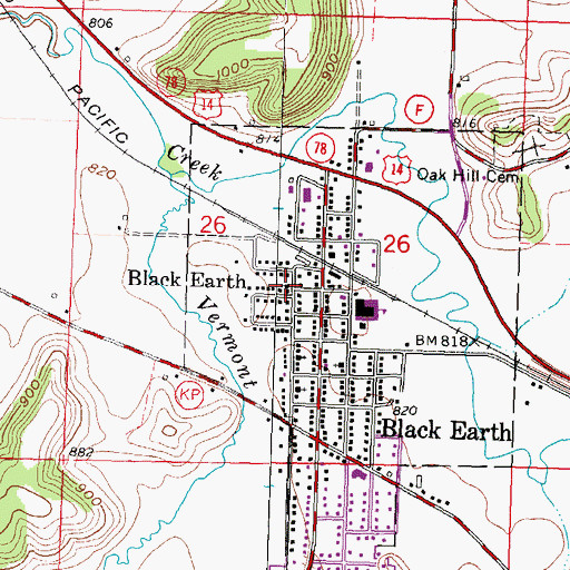 Topographic Map of Black Earth Congregational Church, WI