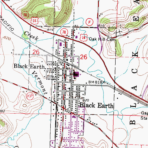Topographic Map of Black Earth Elementary School, WI