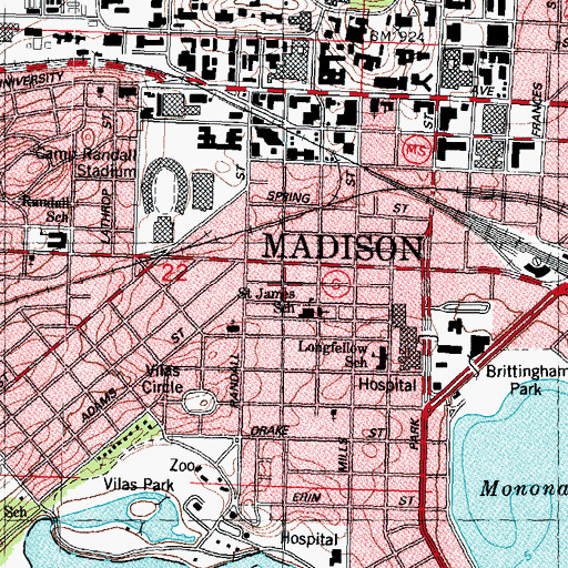 Topographic Map of Bowens Addition, WI