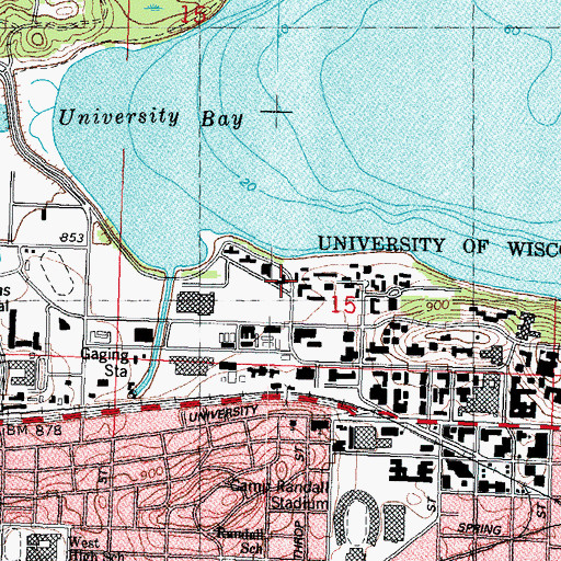 Topographic Map of Bradley Hall, WI