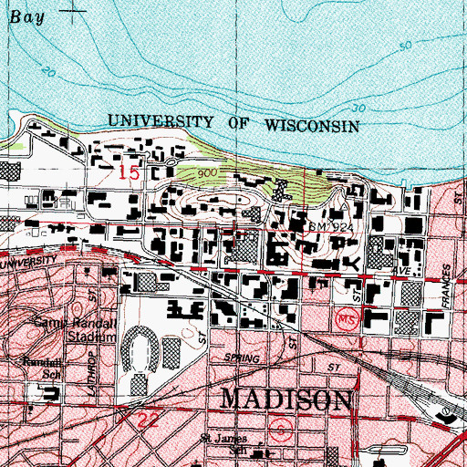 Topographic Map of Bradley Hospital, WI