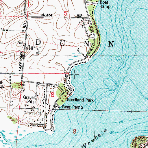 Topographic Map of Brams Bay, WI
