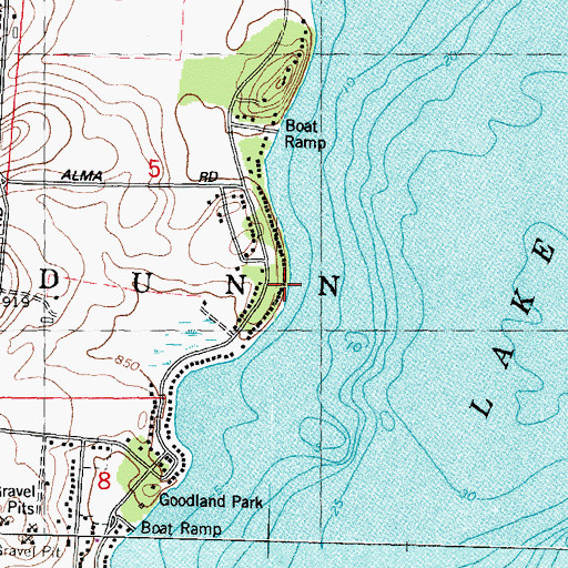 Topographic Map of Brams Point, WI