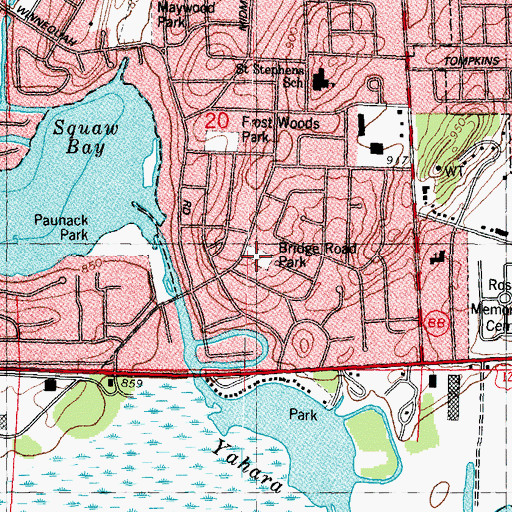 Topographic Map of Bridge Road Park, WI