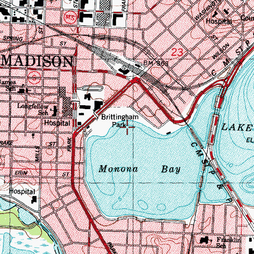 Topographic Map of Brittingham Bay, WI