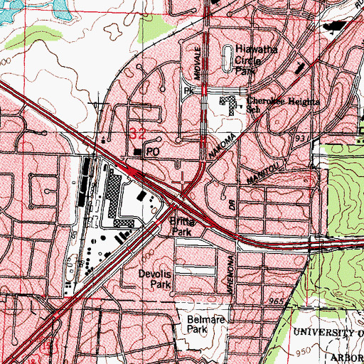 Topographic Map of Brookwood Village Shopping Center, WI