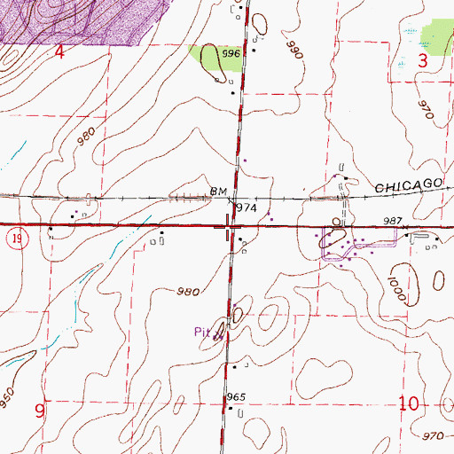 Topographic Map of Burgess Corners, WI