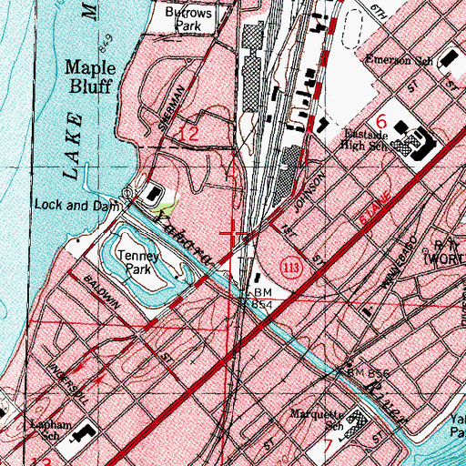 Topographic Map of Camelot Square Shopping Center, WI