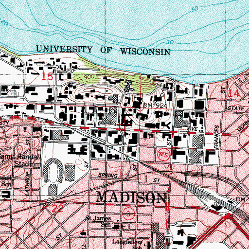 Topographic Map of Chamberlin Hall, WI